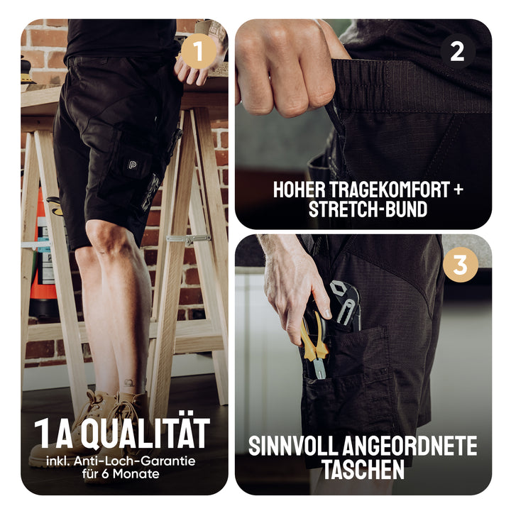 Männer-Arbeitsshorts <br> Premium-Line • mit Ripstop und Elasthan gibst du Löchern keine Chance