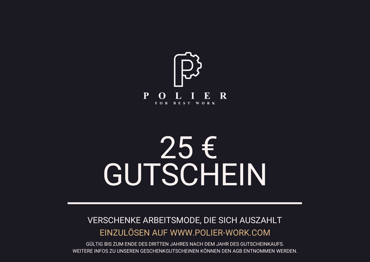 POLIER-Geschenkgutschein • Verschenke Arbeitsmode, die sich auszahlt